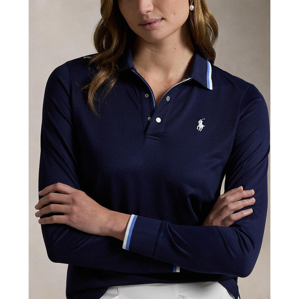 RLX Ralph Lauren Women's Long Sleeve Tour Pique Polo Golf Shirt - Refined Navy