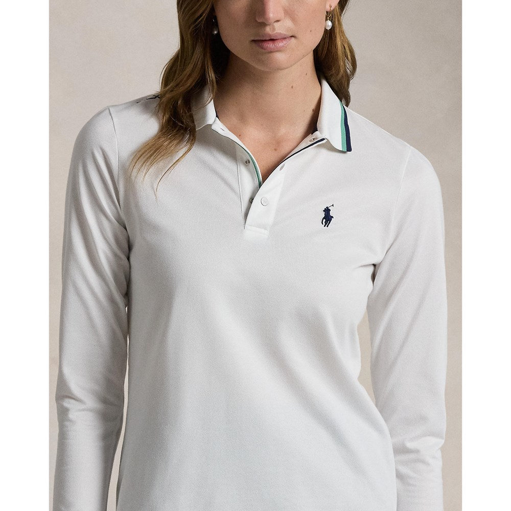 RLX Ralph Lauren Women's Long Sleeve Tour Pique Polo Golf Shirt - Ceramic White