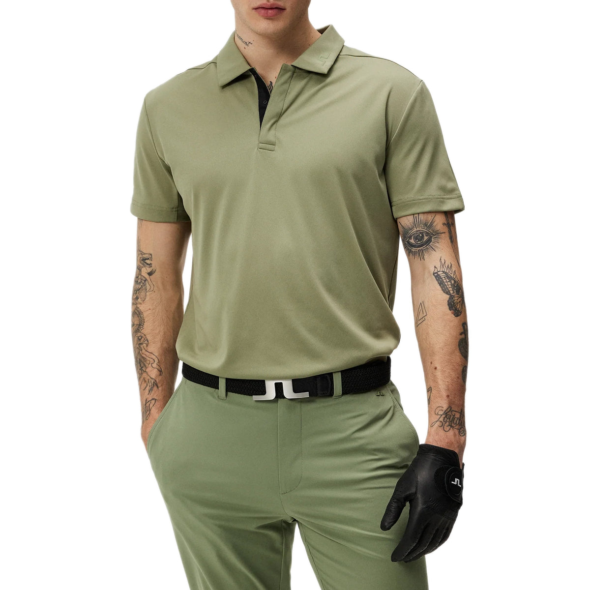 J.Lindeberg Dario Regular Fit Polo Golf Shirt - Oil Green