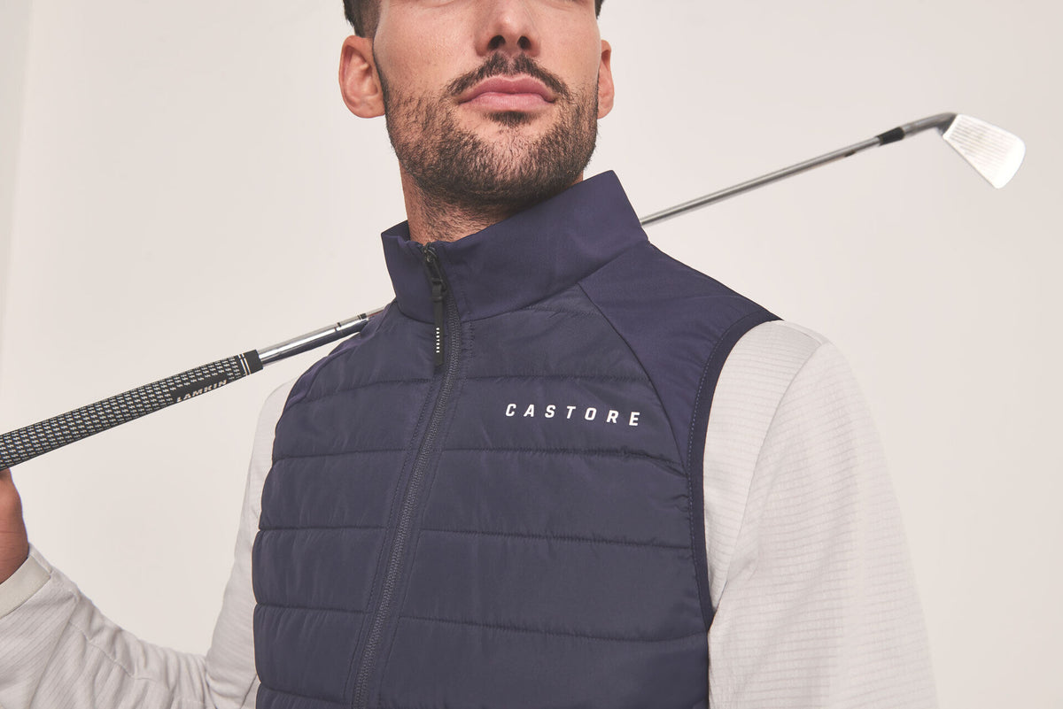 Castore Hybrid Golf Water Resistant Gilet- 자정 해군