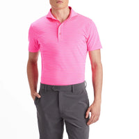 G/Fore Clube Stripe Tech Jersey Golf Shirt -Knockout Pink