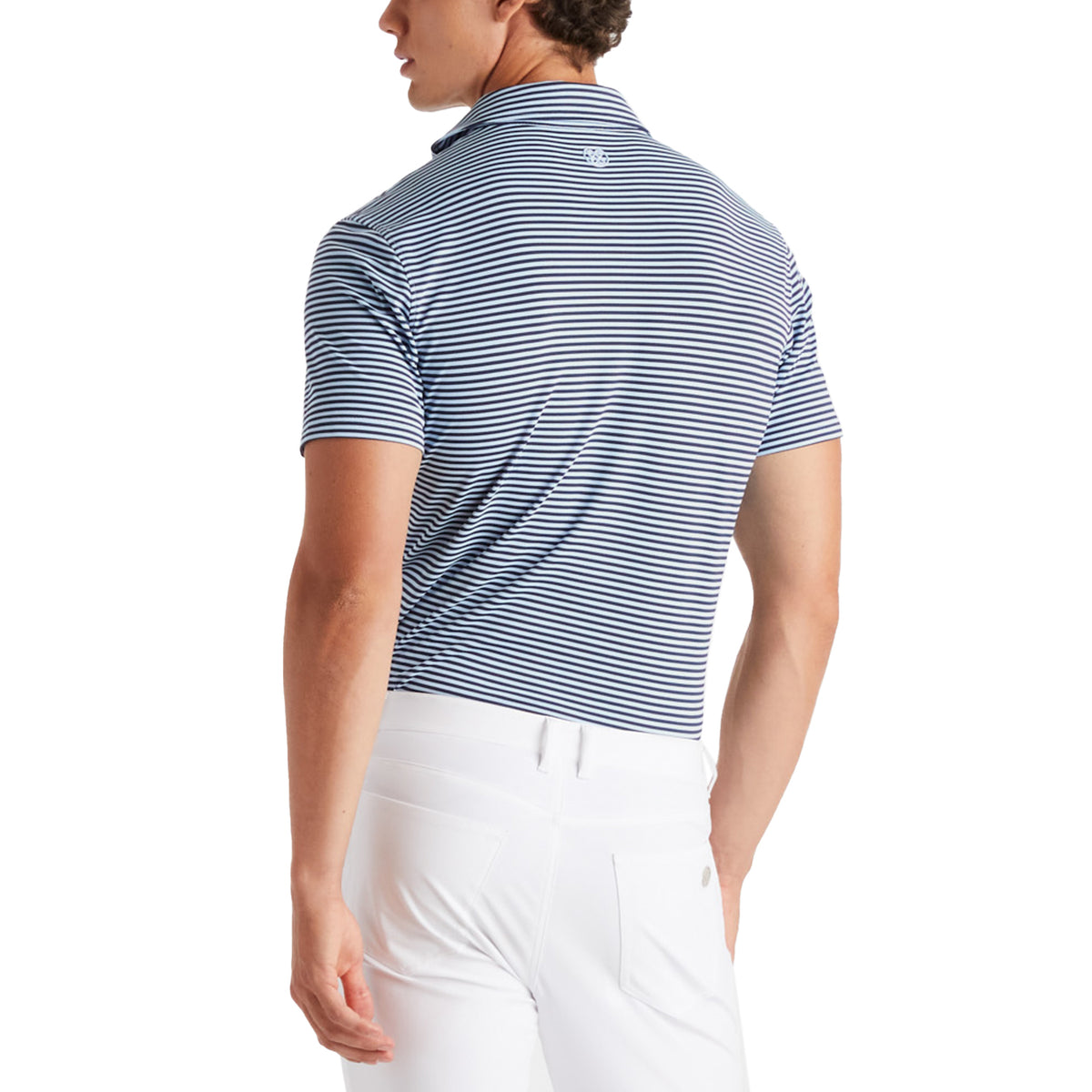 G/ Fore Feeder Stripe Pique Golf Polo Shirt -Sky/ Twilight