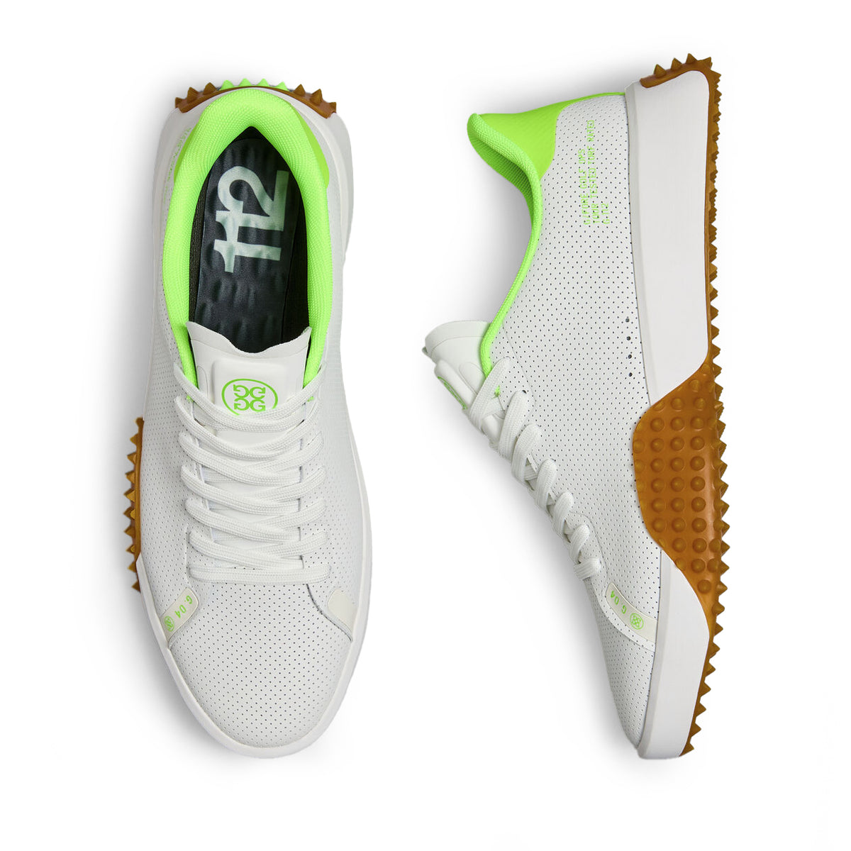 G/Fore G.112 Perforated Leather Golf Shoes - Snow/Gecko