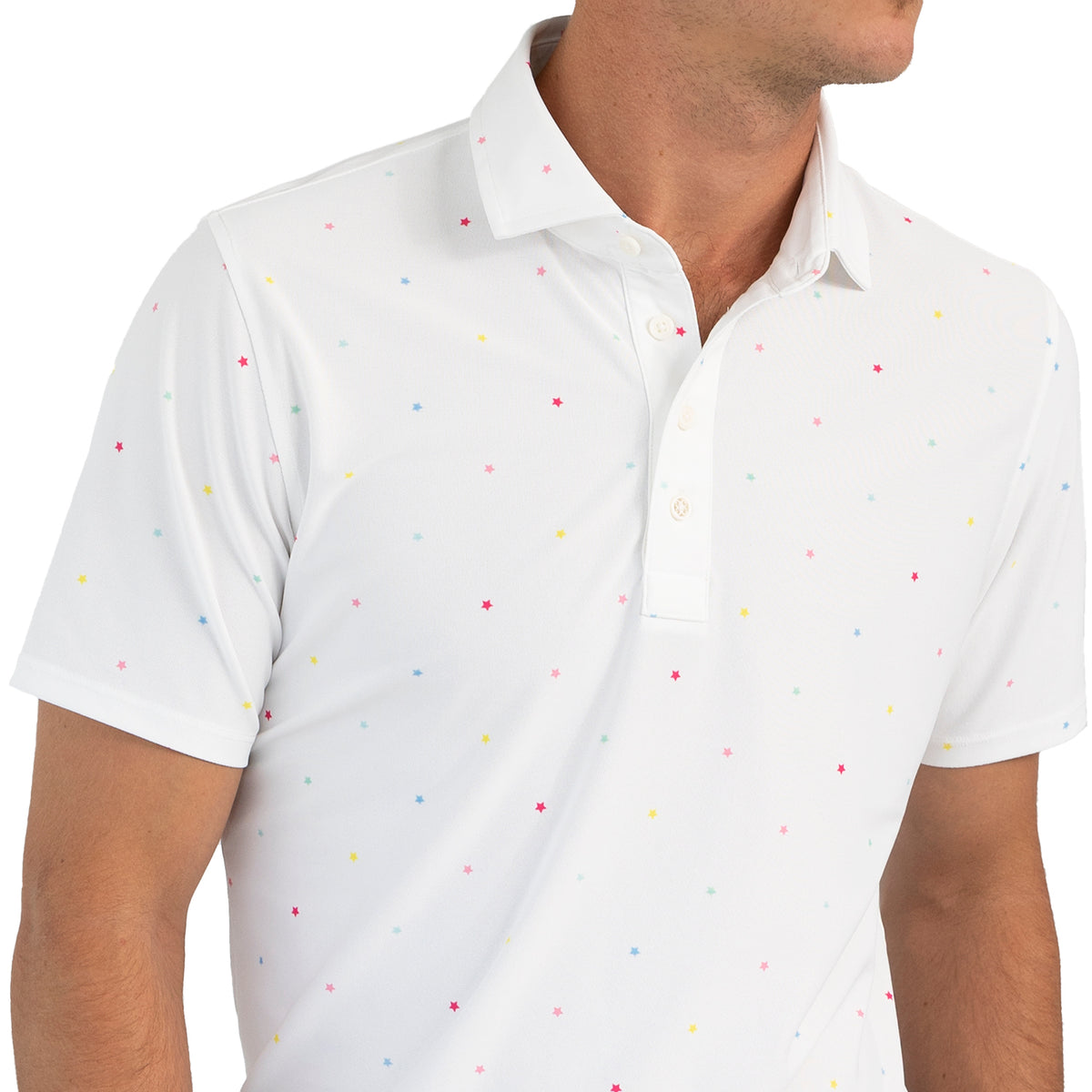 G/Fore Mini Stars Tech Pique Golf Shirt - Snow