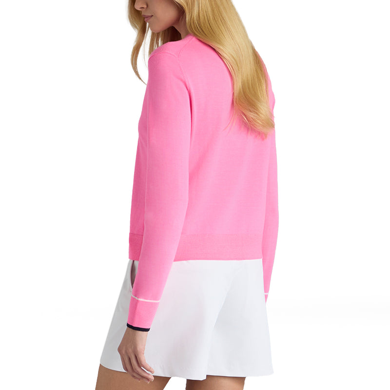 G/Fore Women 's Happy G's Merion Wool Golf Sweater -Knockout Pink