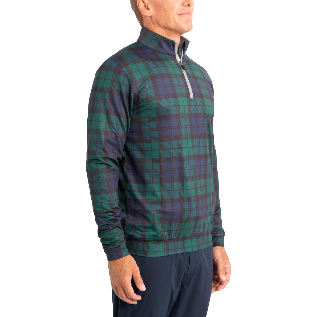 Glenmuir wick Quarter Zip Lightweight Performance Golf Midlayer -Tartan