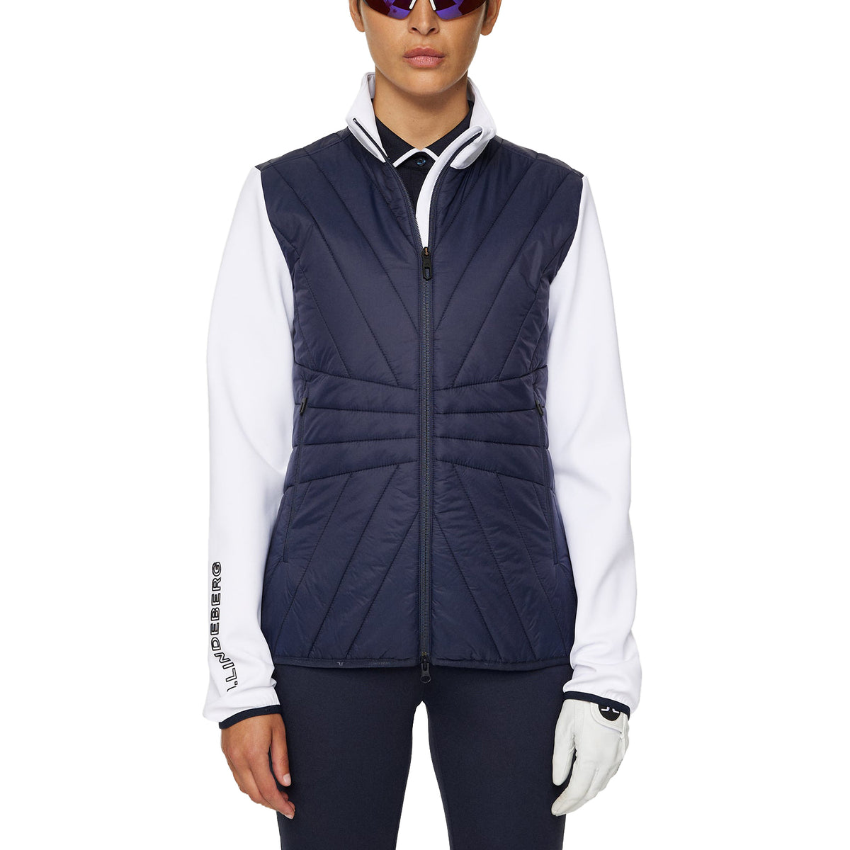 J.Lindeberg Women's Holma Quilt Hybrid Golf Jacket - JL Navy