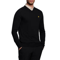 Lyle &amp; Scott Merino V 넥 - 제트 블랙