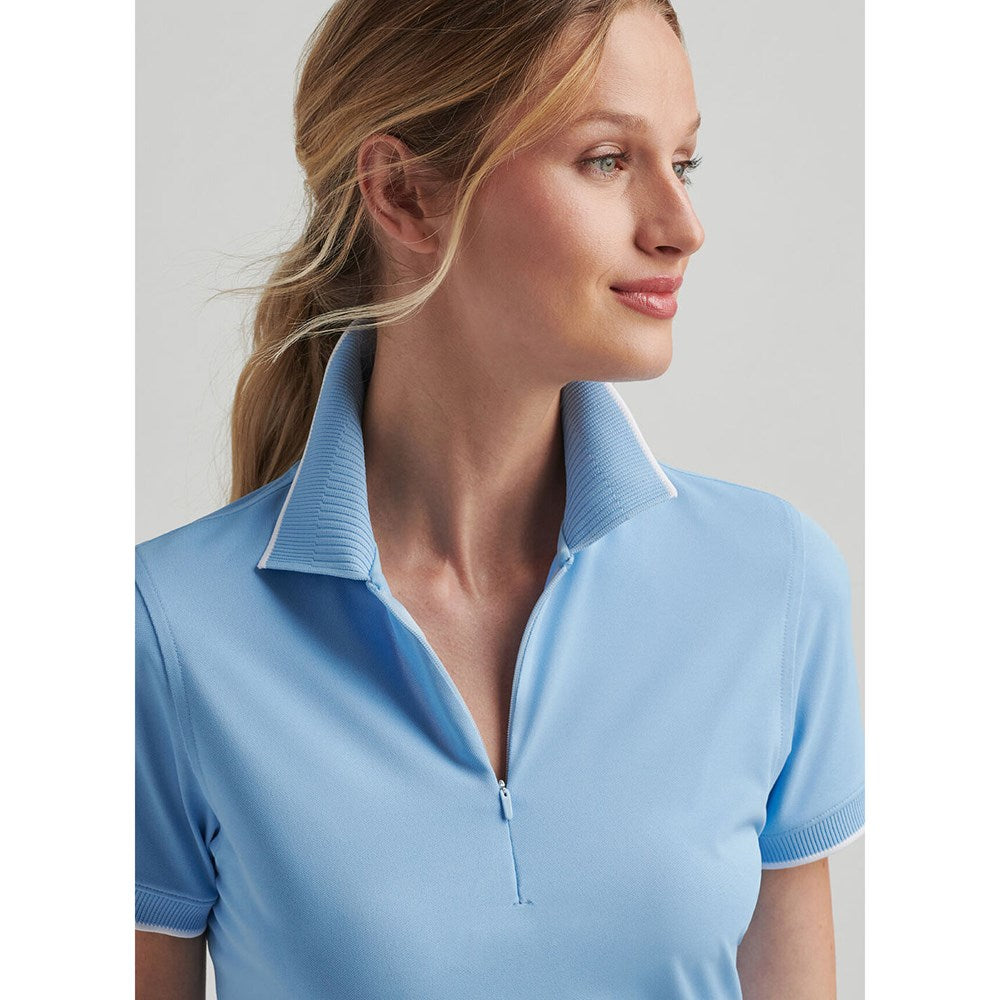 Peter Millar Women 's Whitworth 스포츠 메쉬 골프 셔츠 - 코티지 블루/화이트