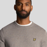 Lyle & Scott Cotton Merino Blend Crew Neck Pullover - Mid Grey Marl