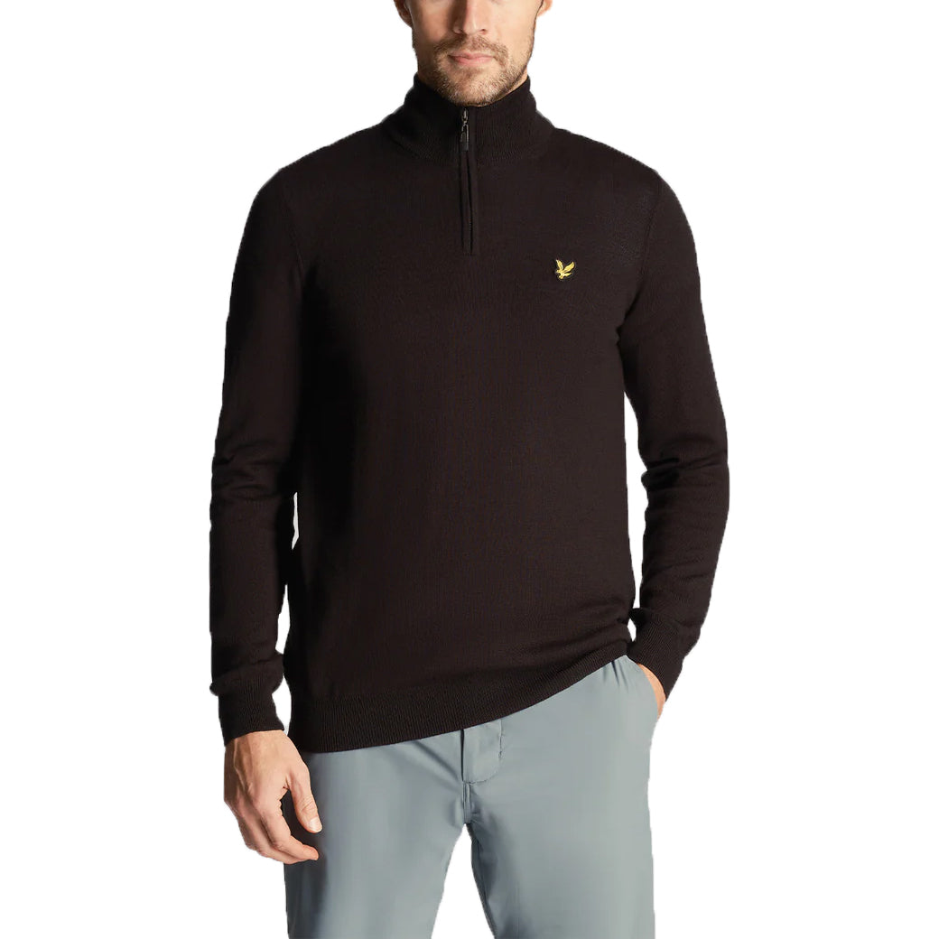 Lyle & Scott Core 1/4 Zip Merino Mix -Jet Black