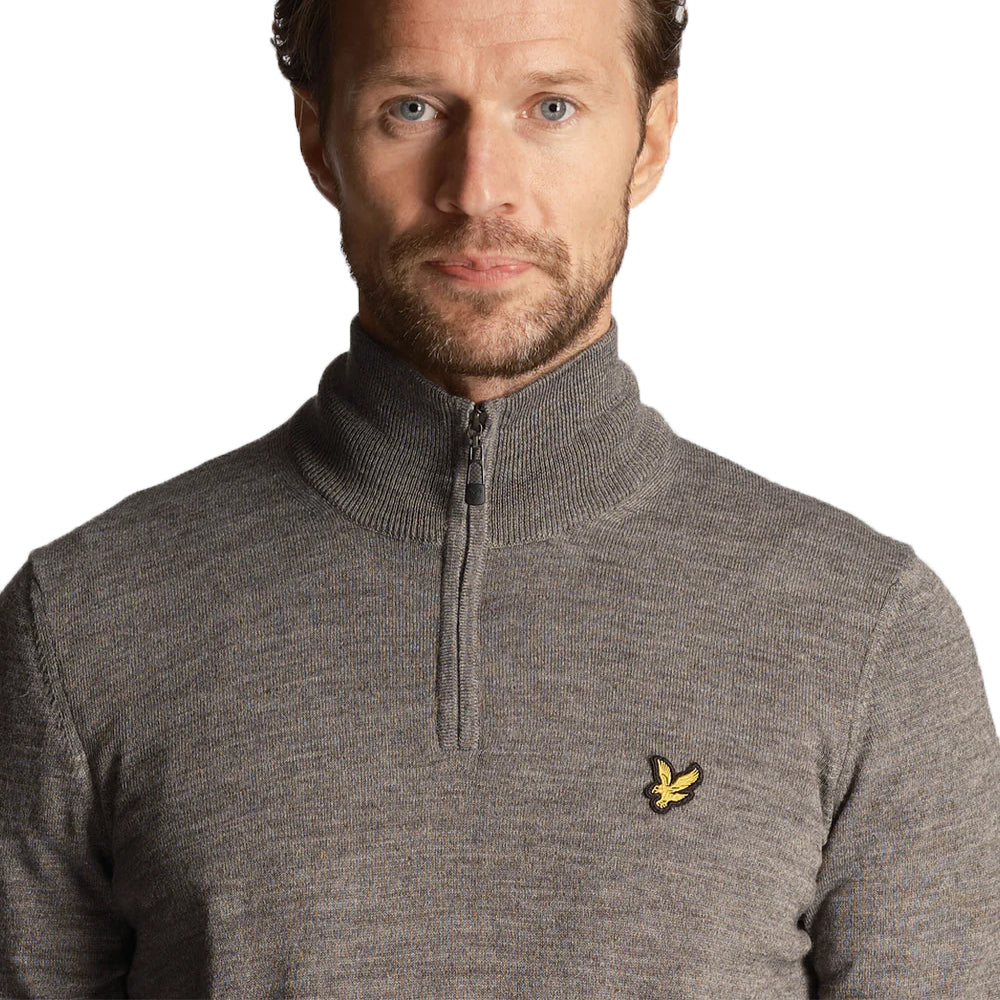 Lyle & Scott Core 1/4 Zip Merino Mix -Mid Grey Marl