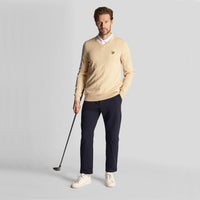 Lyle & Scott Golf Merino Blend V Neck Pullover - Sand Dune