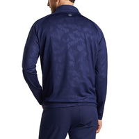 Peter Millar Verge Windowpane Camo Performance Quarter -Zip- 해군