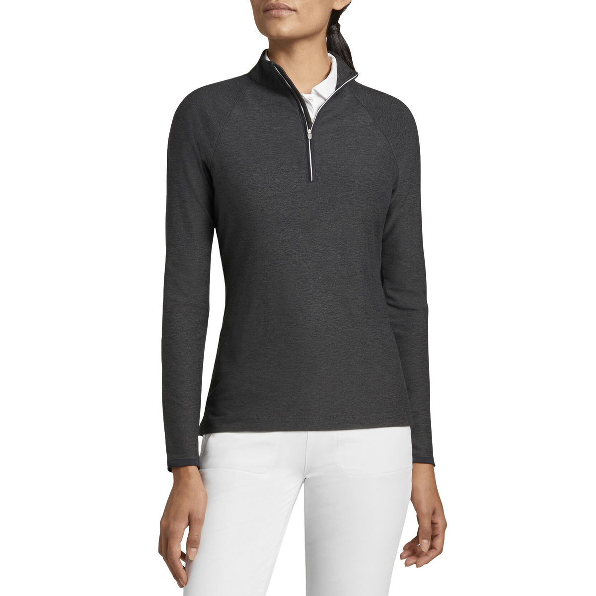 Peter Millar Women's Melange Raglan Sleeve 1/4 Zip Midlayer - Black