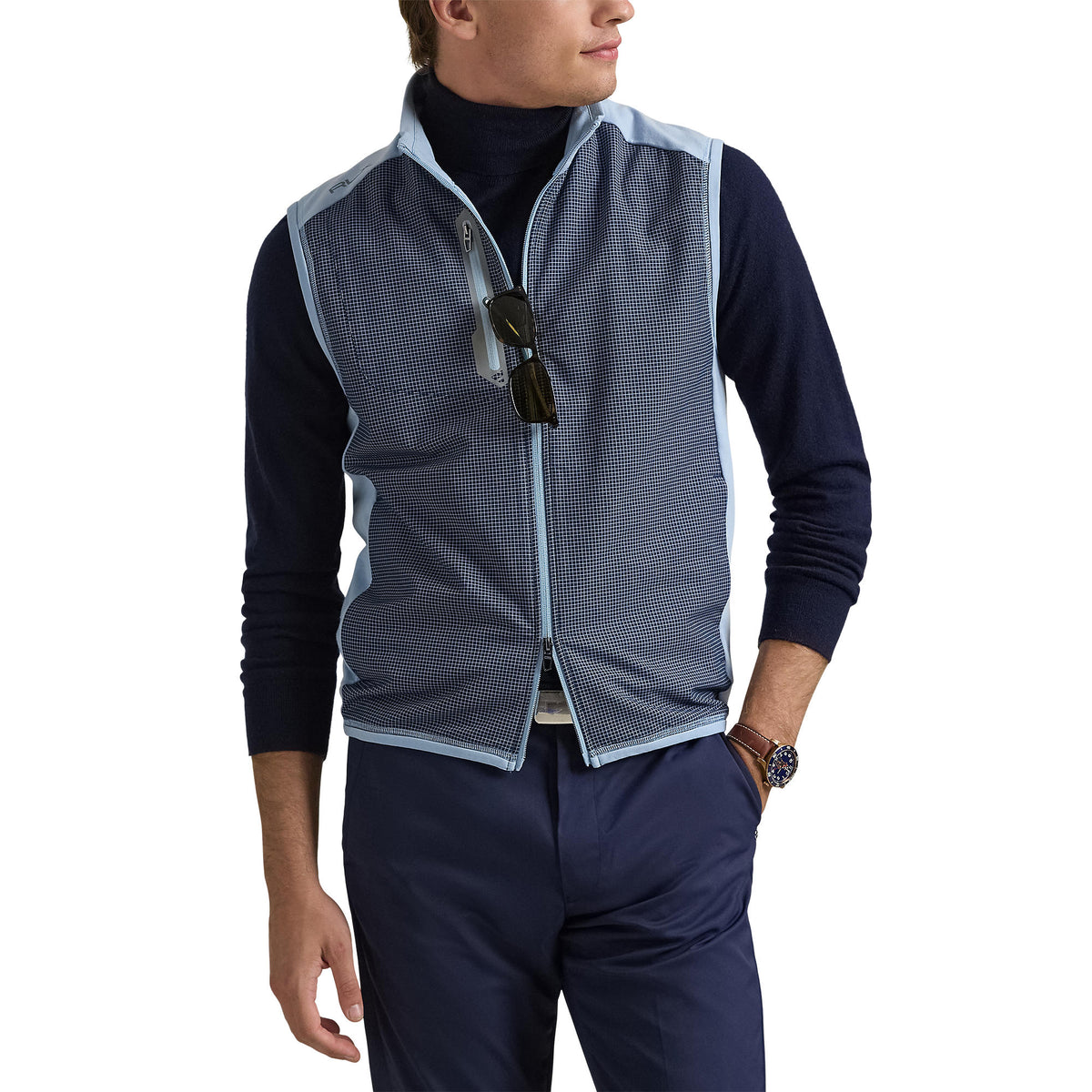 RLX Ralph Lauren Hybrid Full-Zip Golf Vest - Estate Blue Print