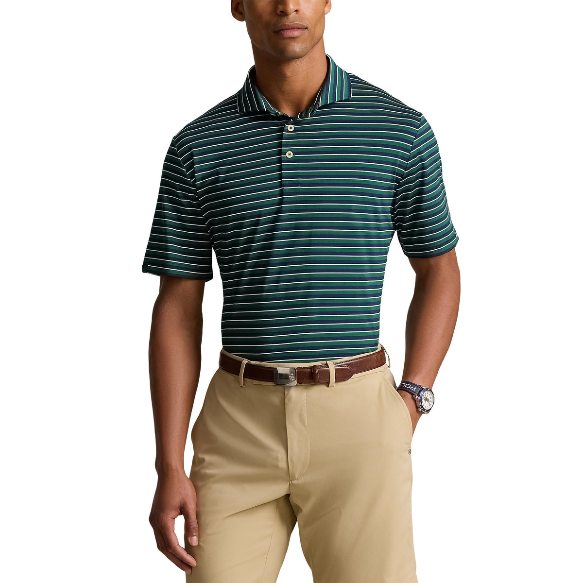 RLX Ralph Lauren Stripe Lightweight Airflow Golf Polo Shirt - New Forest Multi