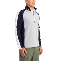 Sunderland Aspen Quarter Zip Raglan Panelled Water Repellent Golf Midlayer - Silver