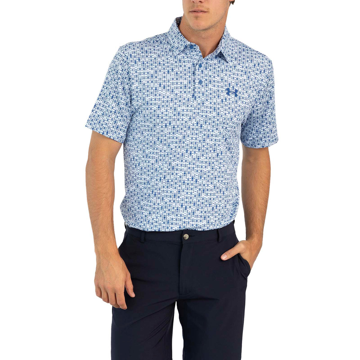 Under Armour Playoff 3.0 Printed Golf Polo Shirt - Nimbus Blue/Tech Blue