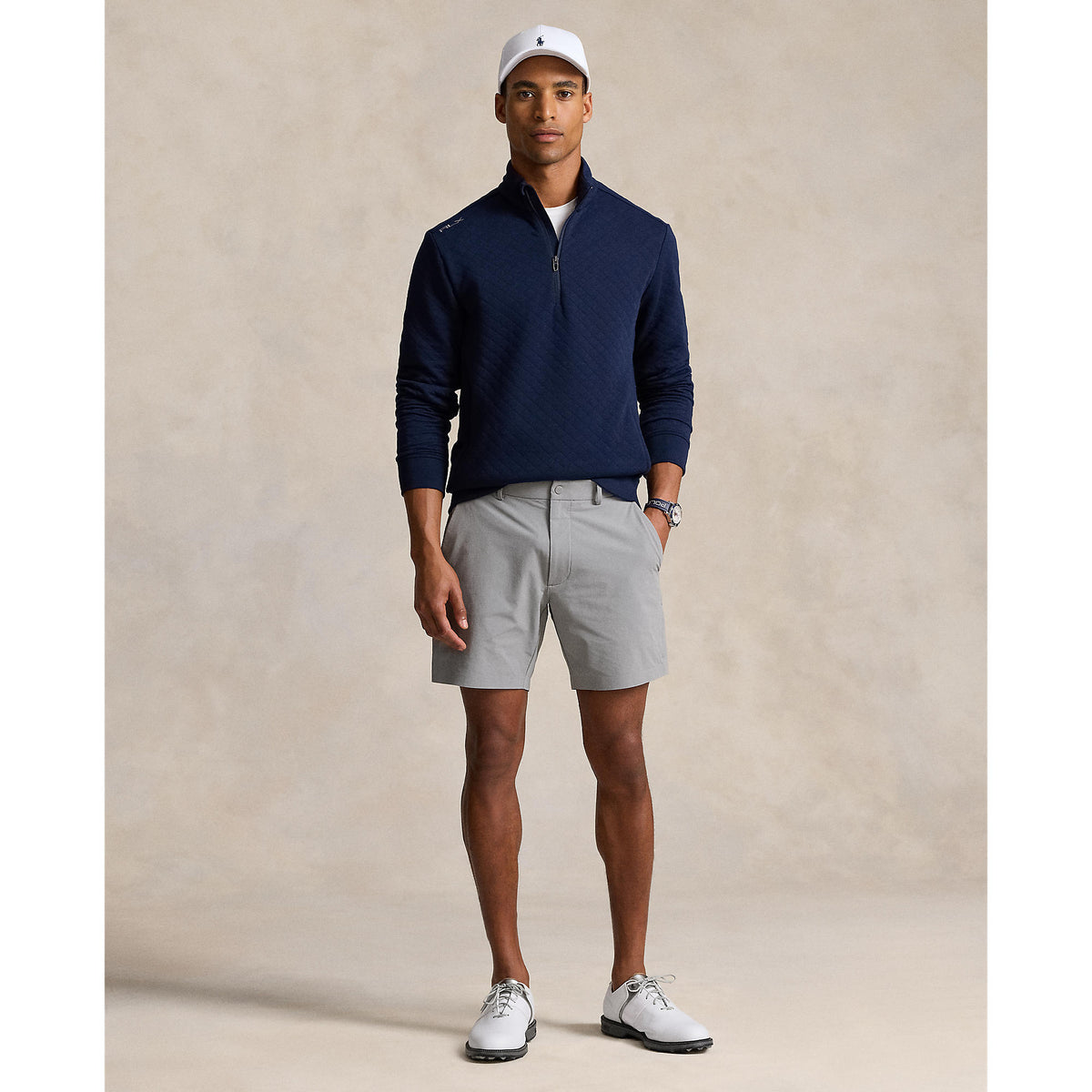 RLX Ralph Lauren Classic Fit Quilted Double-Knit Golf Pullover - Refined Navy