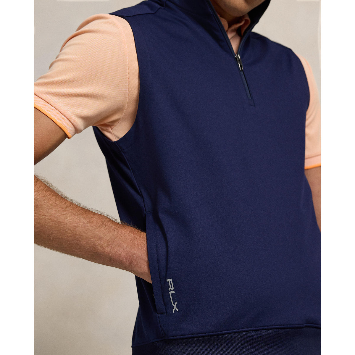 RLX Ralph Lauren Stretch Jersey Quarter Zip Golf Vest - Refined Navy