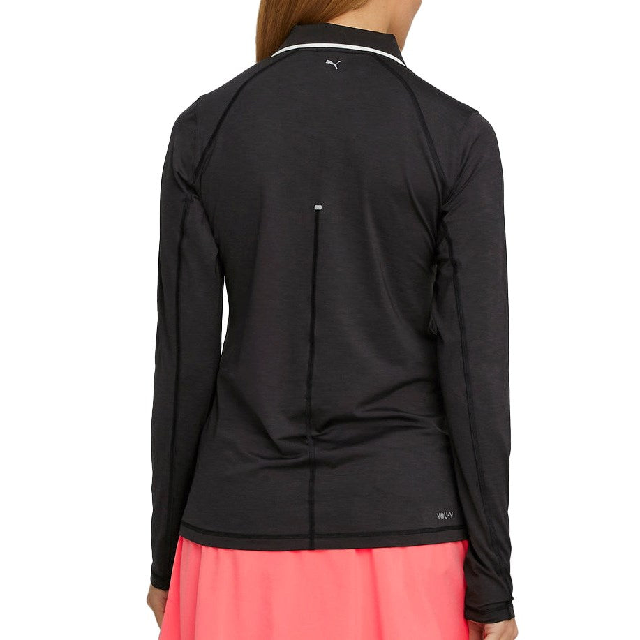 Puma Women's YouV Long Sleeve Golf Polo Shirt - Puma Black Heather