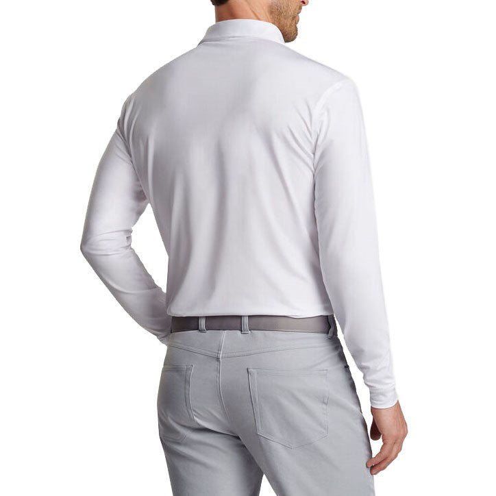 Peter Millar Performance Stretch Jersey Long Sleeve Golf Shirt - White