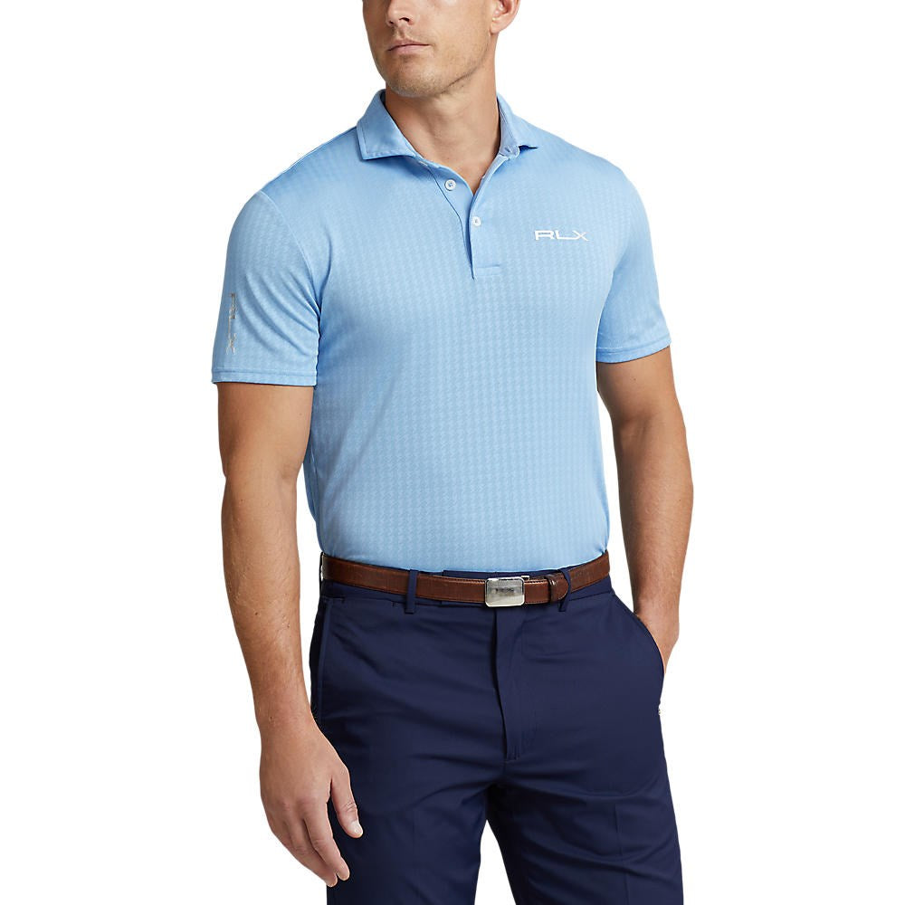 RLX Ralph Lauren Jacquard Performance Shirt - Blue Lagoon Classic Houndstooth