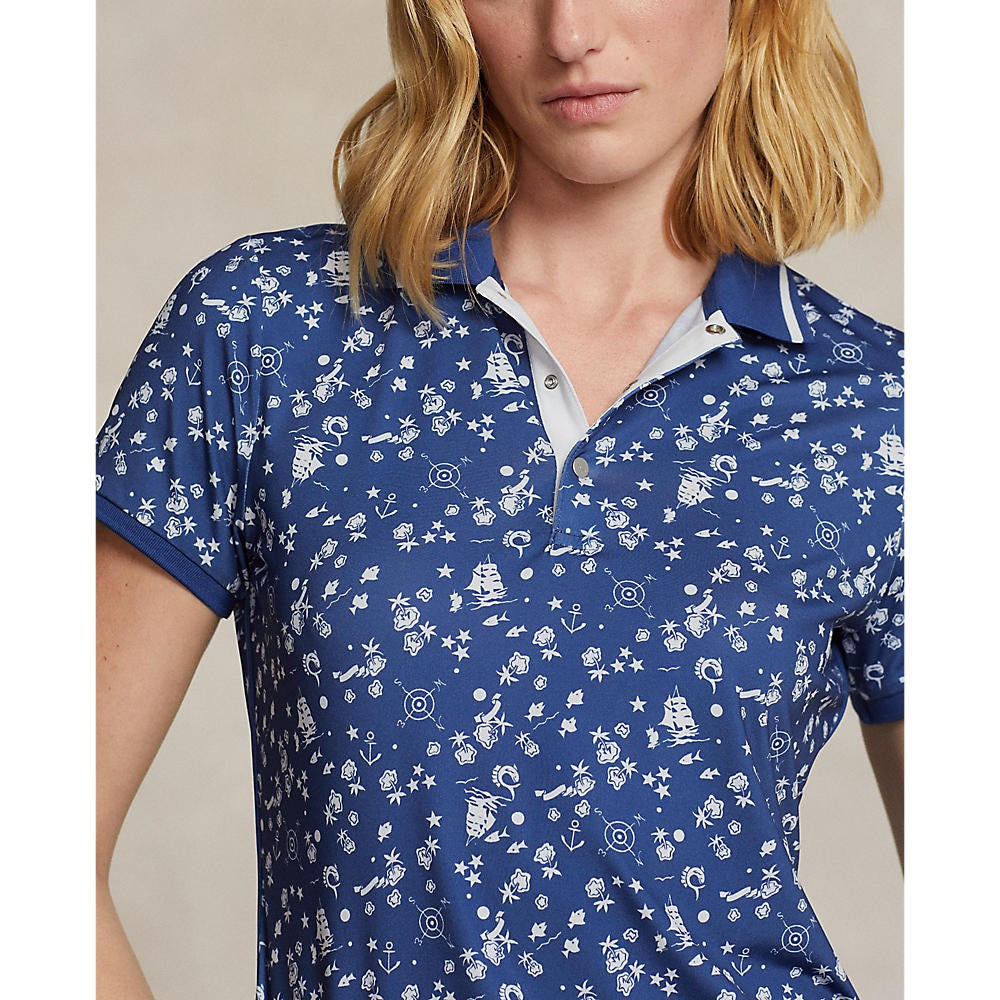 RLX Ralph Lauren Women's Printed Airflow Golf Polo Shirt - Nautical Cnv/Beach Royal