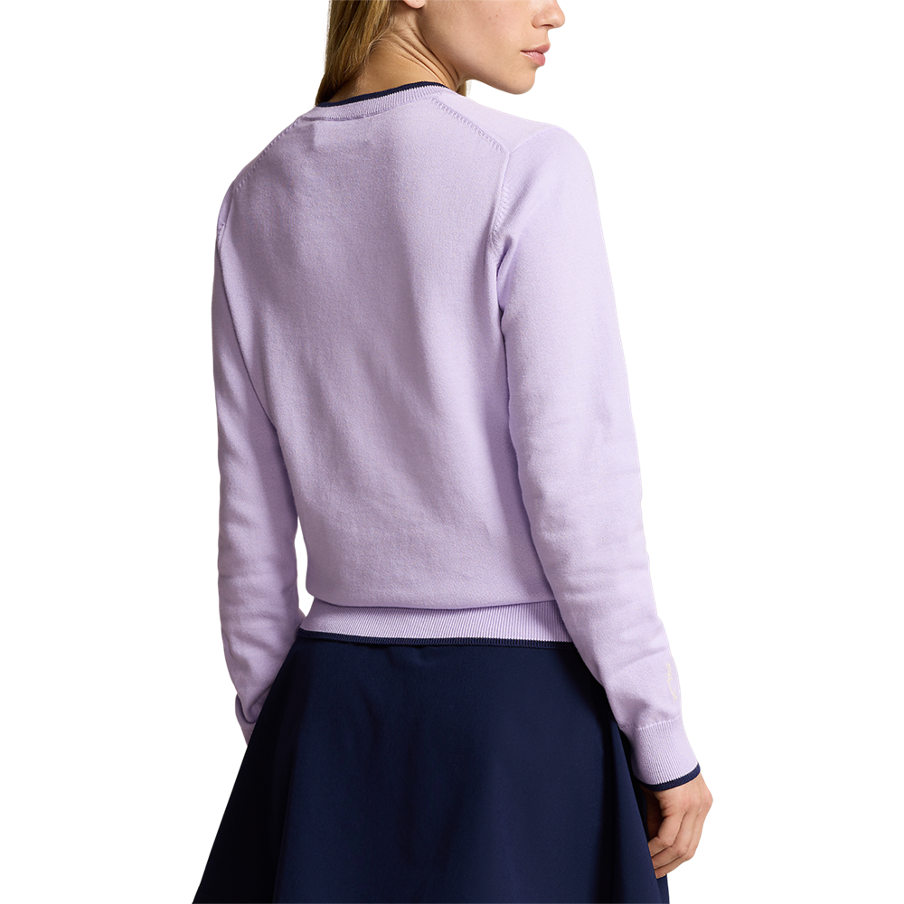 RLX Ralph Lauren Women's Cotton Blend V-Neck Golf Jumper - Flower Purple