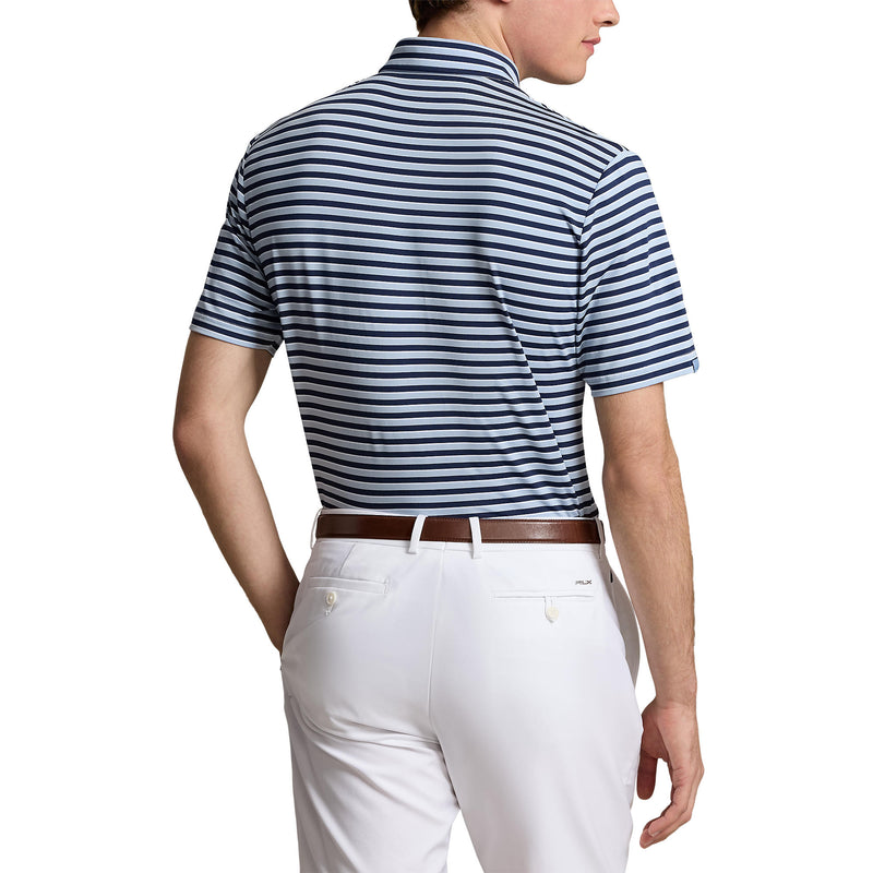 RLX Ralph Lauren Stripe Lightweight Airflow Golf Polo Shirt - Estate Blue Multi