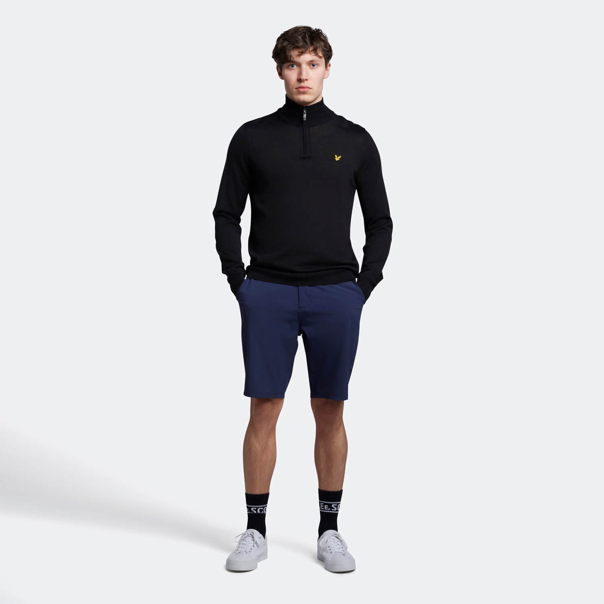 Lyle & Scott Core 1/4 Zip Merino Mix- True Black