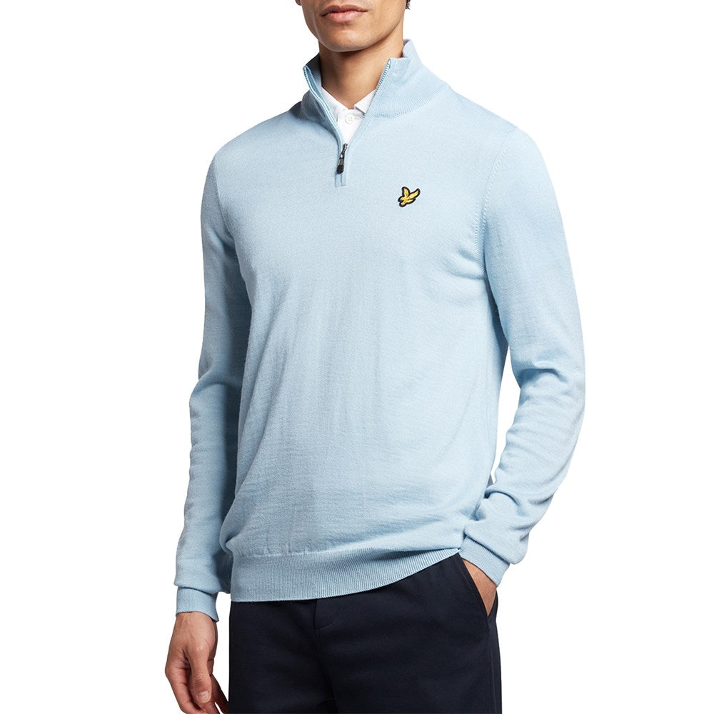 Lyle & Scott Core 1/4 Zip Merino Mix -Blue Shore