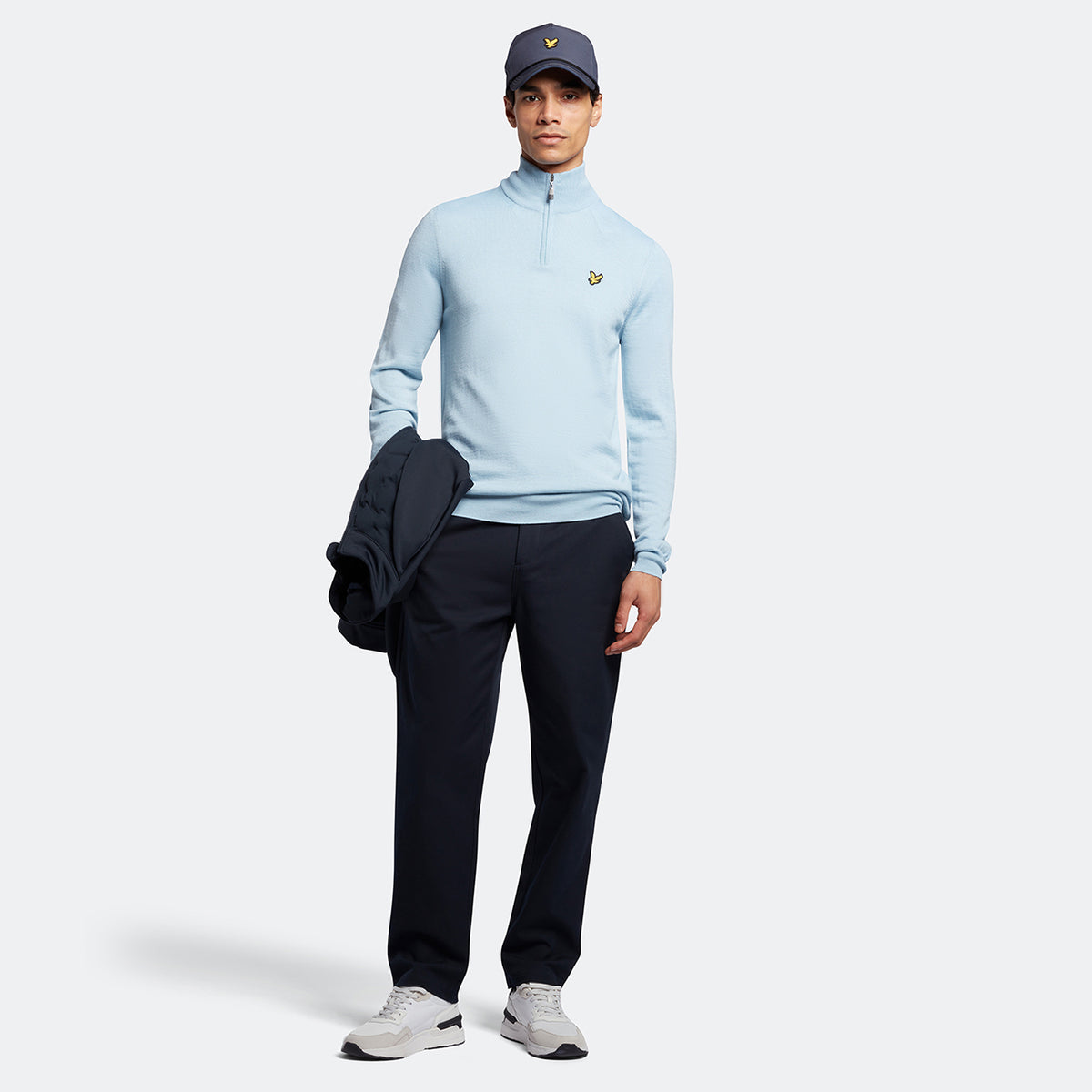 Lyle & Scott Core 1/4 Zip Merino Mix -Blue Shore