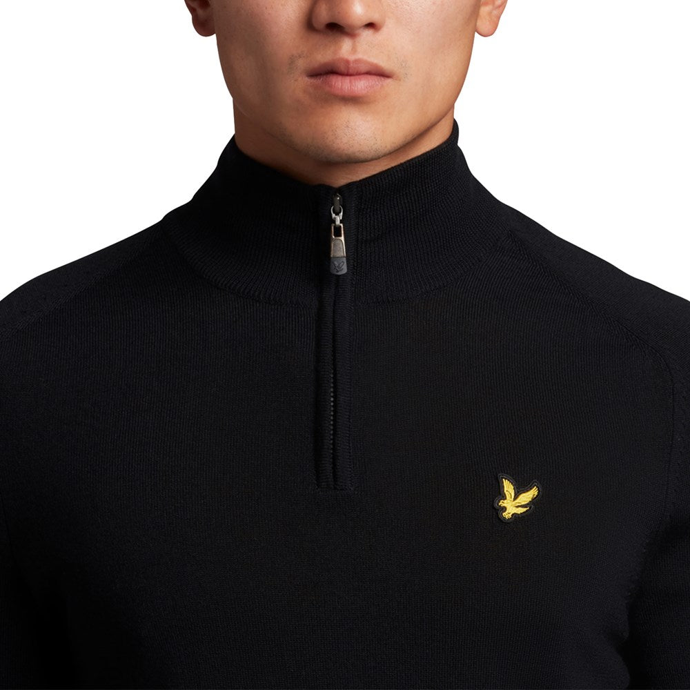 Lyle &amp; Scott Merino 1/4 지퍼 풀오버 ​​- 제트 블랙