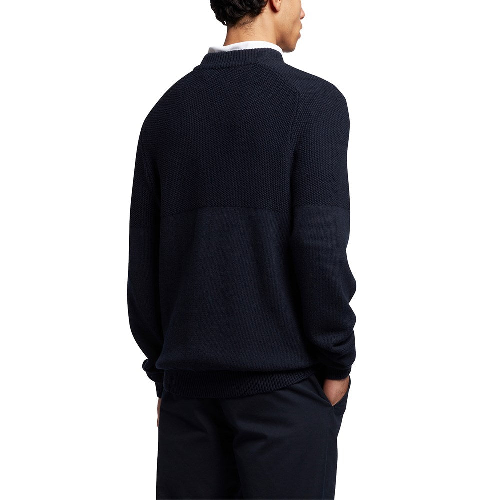 Lyle & Scott Seed Stitch Mock Neck Pullover -Dark Navy