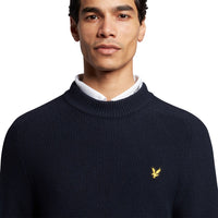 Lyle & Scott Seed Stitch Mock Neck Pullover -Dark Navy