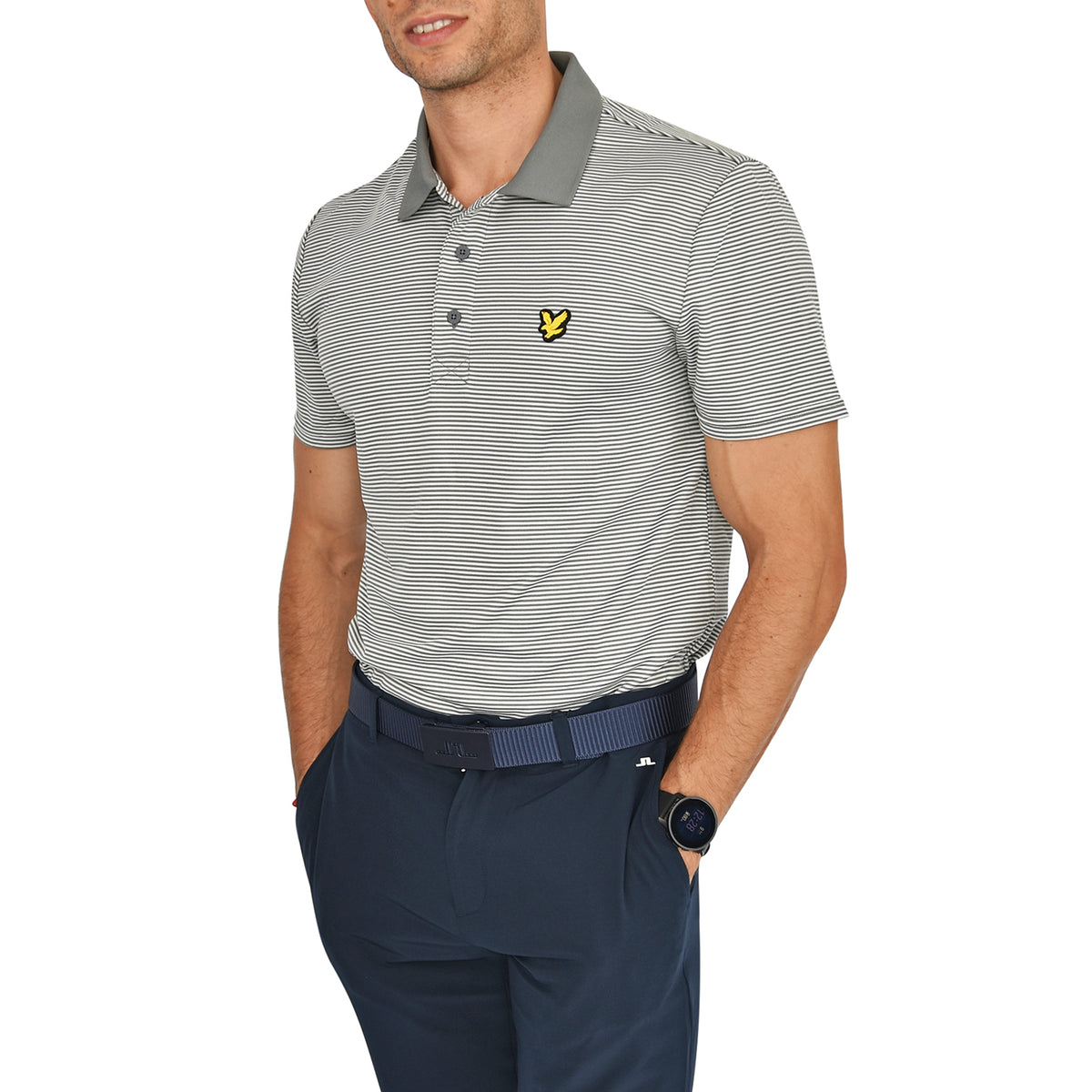 Lyle & Scott Golf MicroStripe Polo -Rock Grey