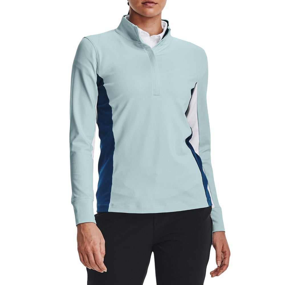 Under Armor Women 's Storm Mid -Layer Golf 1/2 Zip- 퓨즈 청록색/화이트