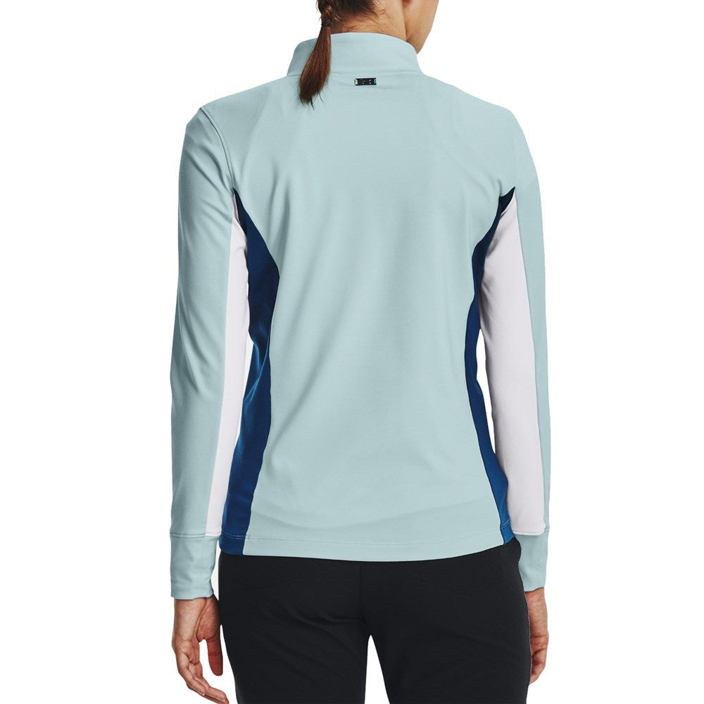 Under Armor Women 's Storm Mid -Layer Golf 1/2 Zip- 퓨즈 청록색/화이트