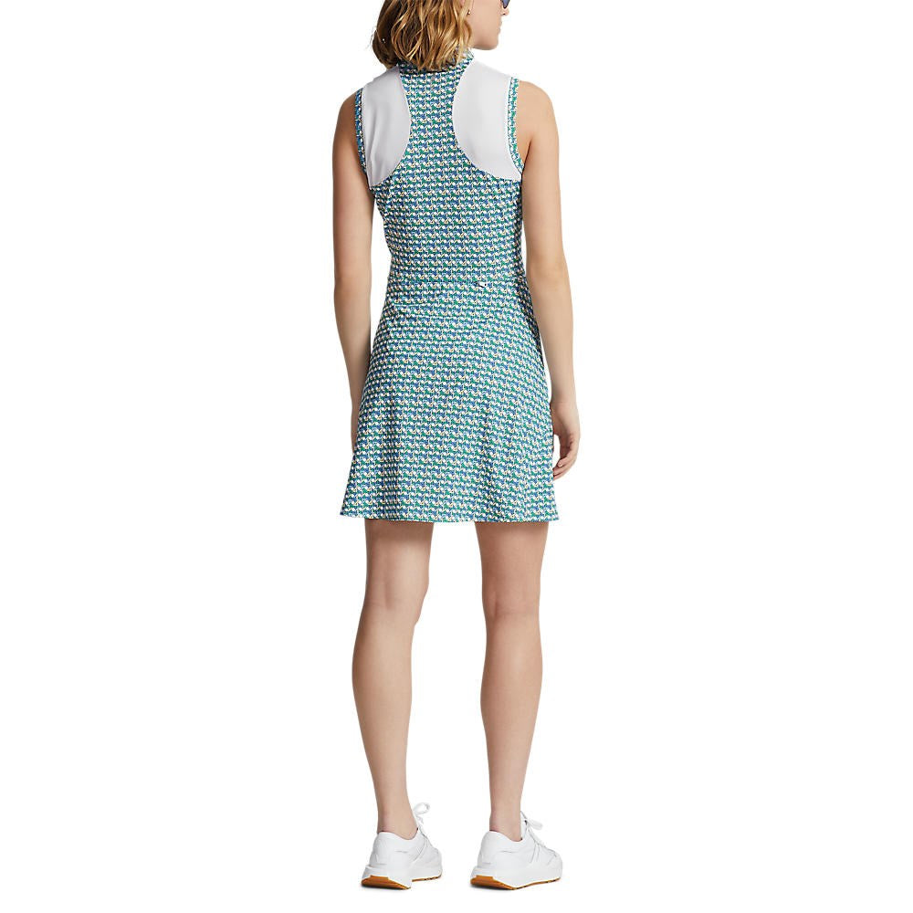 RLX 랄프 로렌 여성용 민소매 지퍼 프린트 에어플로우 골프 드레스 - 스프링 고리버들 